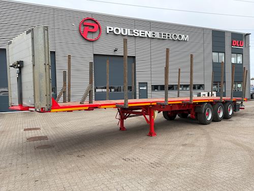 Kel-Berg 3-aks åben ligeud trailer med udtræks-kæpstokke, Åben